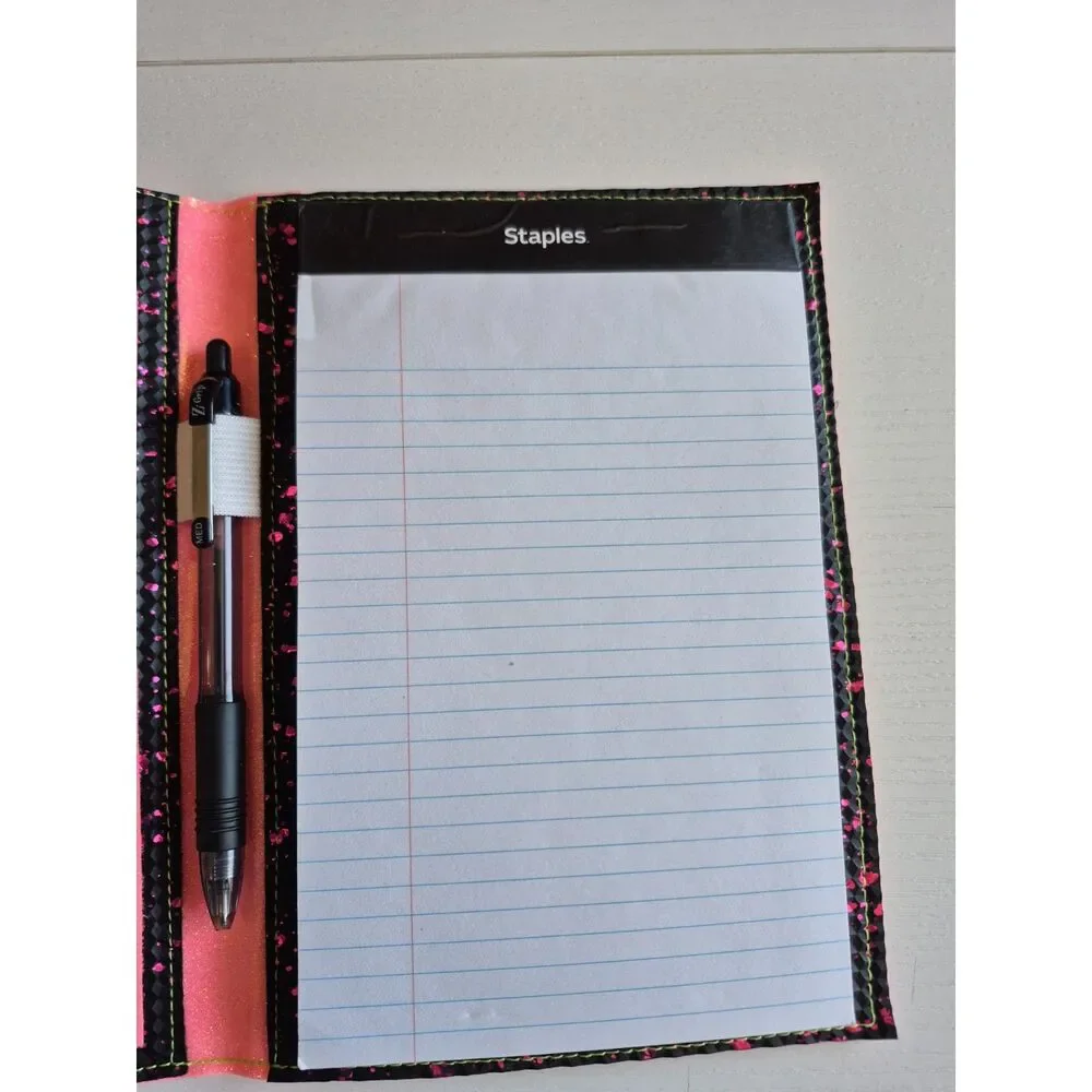 Wicked Pink Vinyl Notebook Holder - Stylish Stationery and Notepad Cover